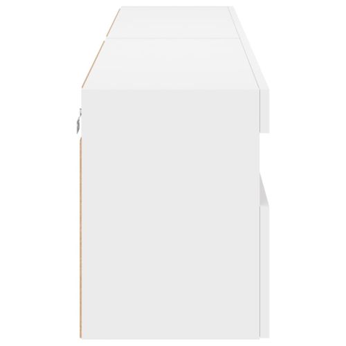 Стенни ТВ шкафове с LED осветление, 2 бр, бели, 80x30x40 см