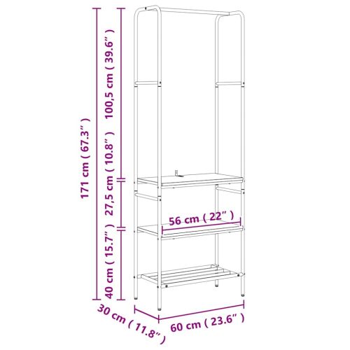 Държач за дрехи Димян дъб 60 x 30 x 171 см Инженерно дърво