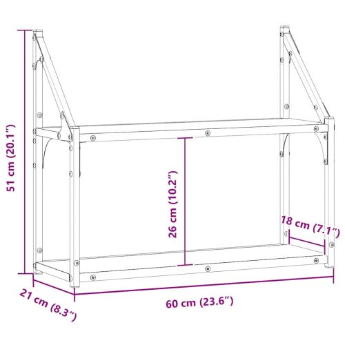 Стенен рафт с рафт Старо дърво 60 x 21 x 51 cm Инженерно дърво