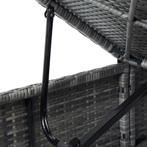 Градински шезлонги с маса за чай, 3 части, полиратан, сиви