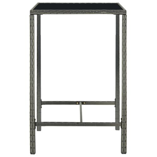 Градински бар комплект с възглавници, 3 части, полиратан, сив