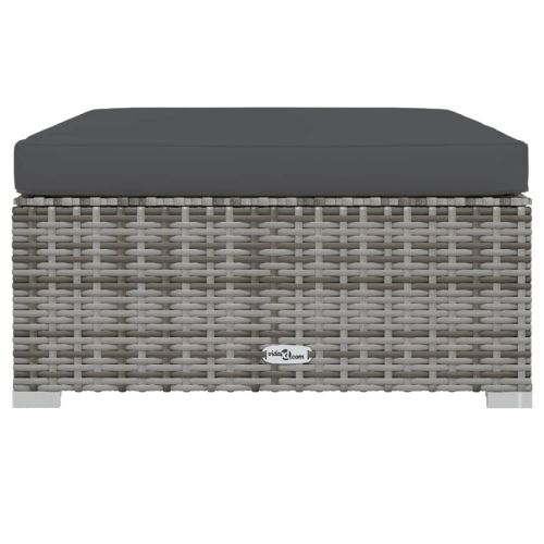 Градински лаундж комплект с възглавници 7 части полиратан сив