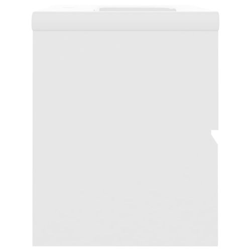 Шкаф за баня с вградена мивка, бял, инженерно дърво