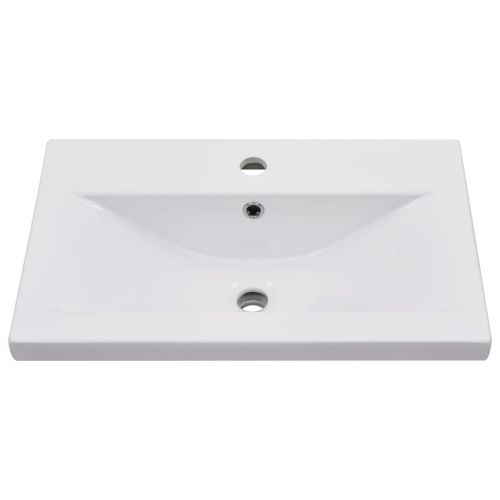 Шкаф за баня с вградена мивка, бял, инженерно дърво