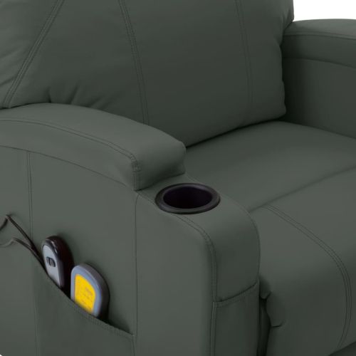 Изправящ масажен стол, антрацит, изкуствена кожа