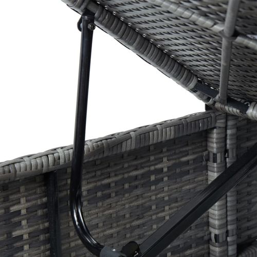 Шезлонг с шалте и маса за чай, полиратан, сив