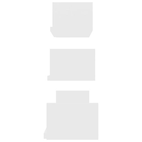 Стенни рафтове, 3 бр, бели, инженерно дърво