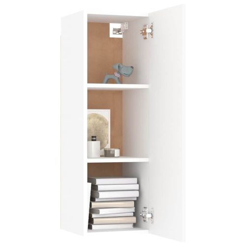 ТВ шкафове, 2 бр, бели, 30,5x30x90 см, инженерно дърво