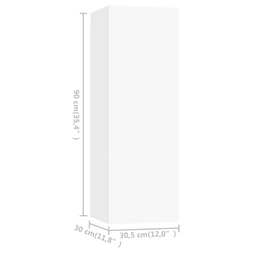 ТВ шкафове, 4 бр, бели, 30,5x30x90 см, инженерно дърво