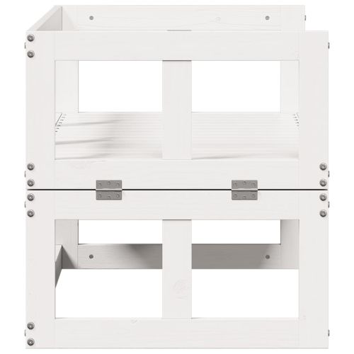 Градински диван пейка, разтегателен, бяла, борово дърво масив