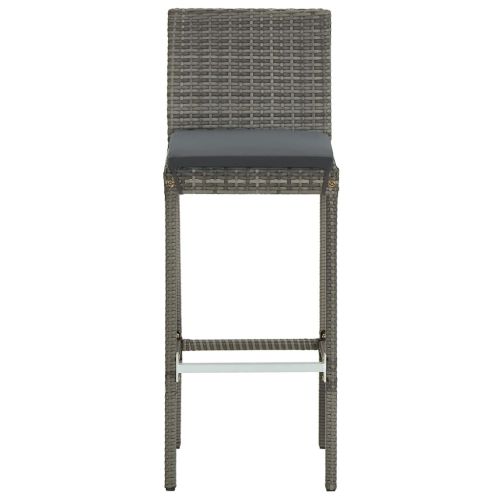 Градински бар комплект, 7 части, сиво, акация масив и полиратан