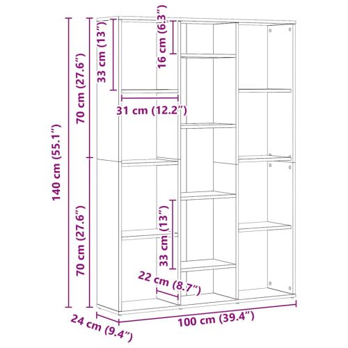 Разделител за стая/кабинет за книги Artisan Oak 100x24x140 cm
