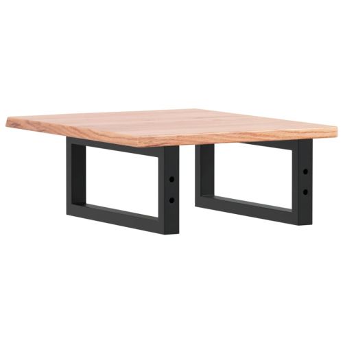 Стенен рафт за мивка, стомана и масивно дърво дъб