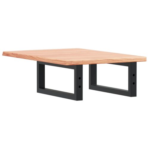 Стенен рафт за мивка, стомана и масивно дърво дъб