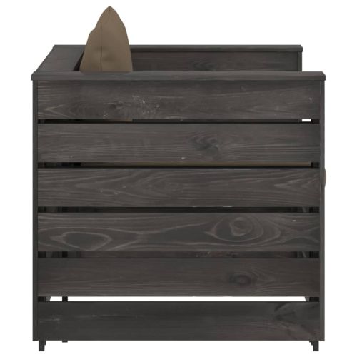 Градински лаундж комплект 2 части възглавници сива импрегнация