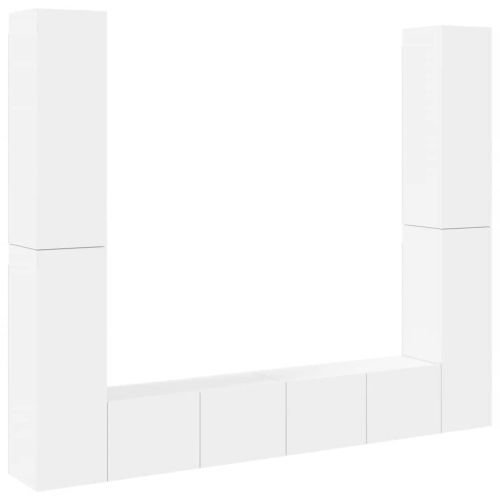 Комплект ТВ шкафове от 6 части, бял, инженерно дърво