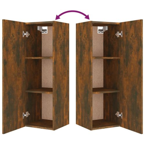 Комплект ТВ шкафове от 8 части, опушен дъб, инженерно дърво