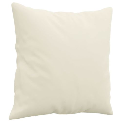 Комплект дивани 2 части с възглавници, кремав, кадифе