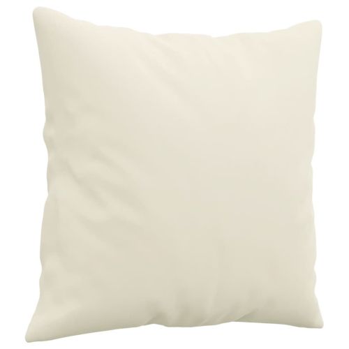 Комплект дивани 2 части с възглавници, кремав, кадифе