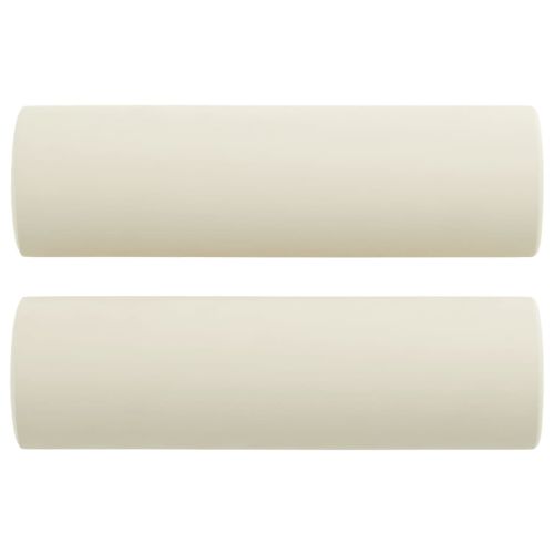 Комплект дивани 3 части с възглавници, кремав, кадифе