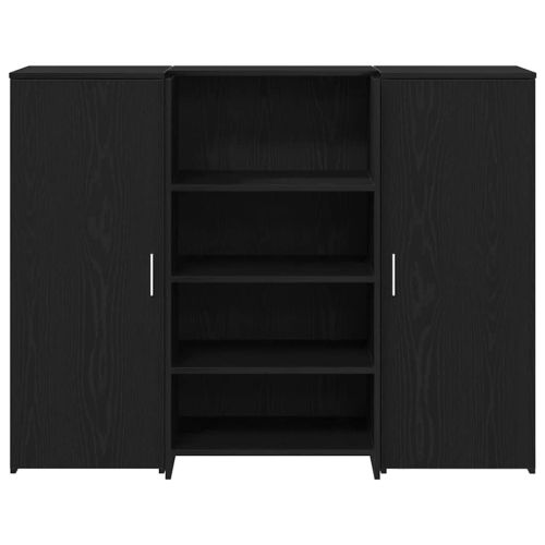 Приемно бюро, черно и дъб, 135x50x103,5 см, инженерно дърво