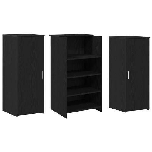 Приемно бюро, черно и дъб, 135x50x103,5 см, инженерно дърво