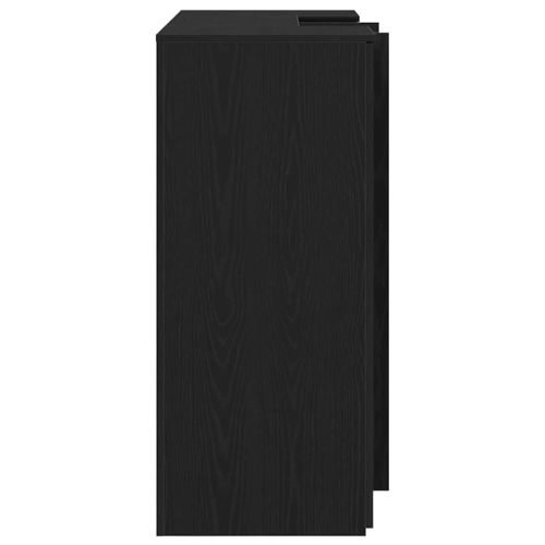 Приемно бюро, черно и дъб, 135x50x103,5 см, инженерно дърво