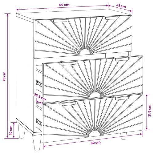 Служебен шкаф Черен и златен 60 x 33 x 75 cm