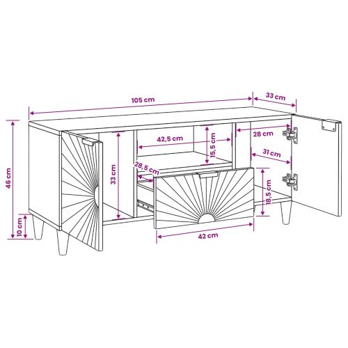 ТВ шкаф с рафт Черен и златен 105 x 33 x 46 см Инженерно дърво