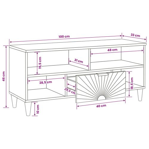 ТВ шкаф с рафт Черен и златен 100 x 33 x 46 см Инженерно дърво