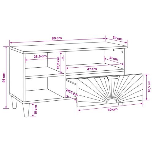 ТВ шкаф с рафт Черен и златен 80 x 33 x 46 см Инженерно дърво