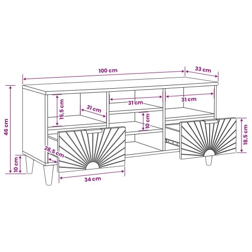 ТВ шкаф с рафт Черен и златен 100 x 33 x 46 см Инженерно дърво