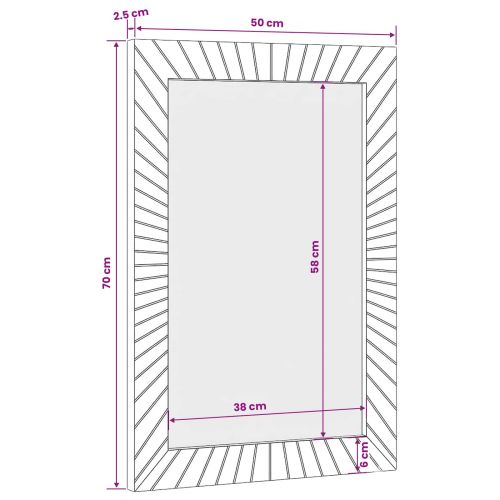 Огледало за баня с огледало Черен и златен 50 x 2,5 x 70 см