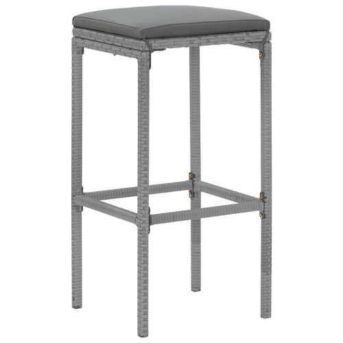 Градински бар комплект с възглавници 5 части сив полиратан