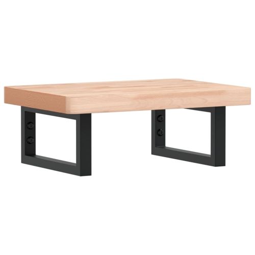 Стенен рафт за мивка, стомана и масивно дърво бук