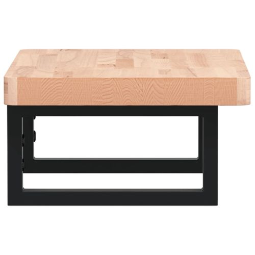 Стенен рафт за мивка, стомана и масивно дърво бук