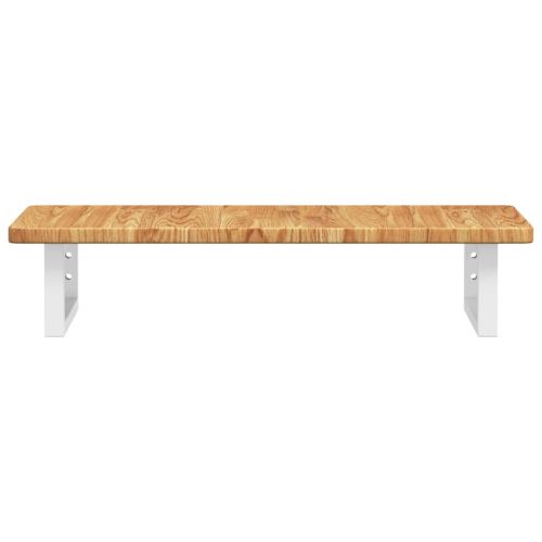 Стенен рафт за мивка, стомана и масивно дърво дъб