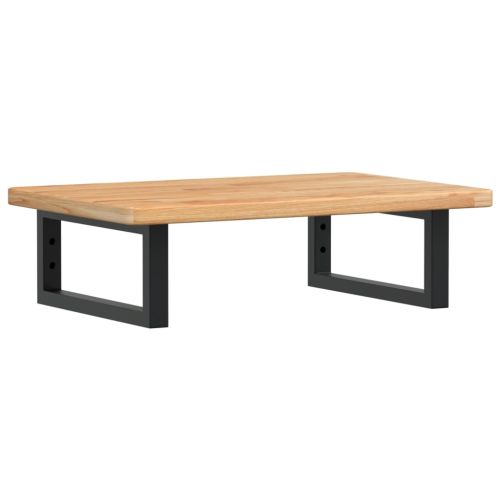 Стенен рафт за мивка, стомана и масивно дърво дъб