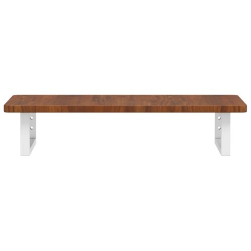 Стенен рафт за мивка, стомана и масивно дърво дъб