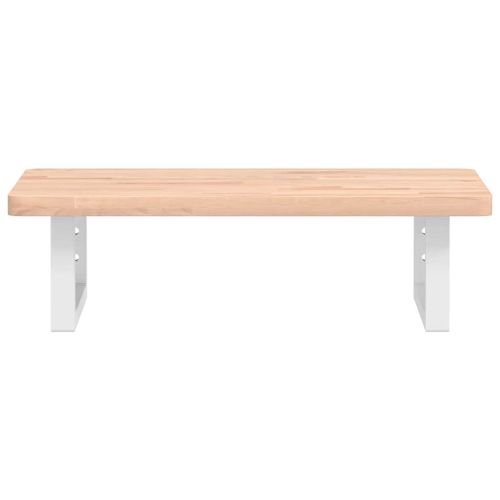 Стенен рафт за мивка, стомана и масивно дърво бук