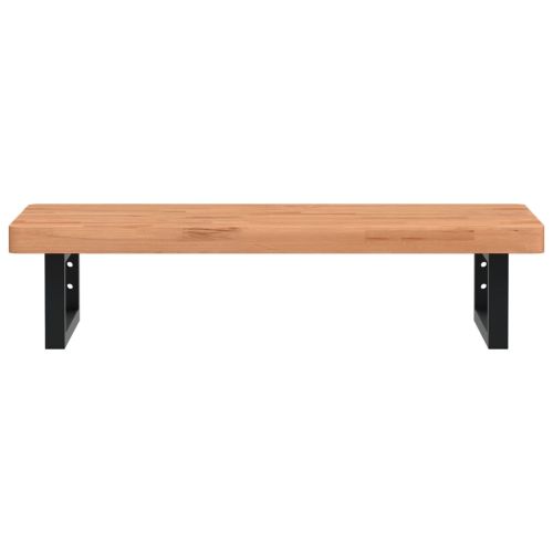 Стенен рафт за мивка, стомана и масивно дърво бук