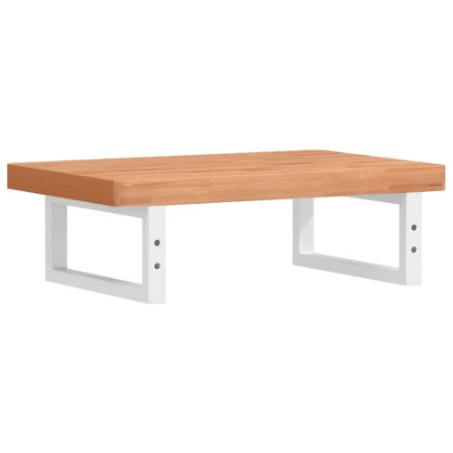 Стенен рафт за мивка, стомана и масивно дърво бук