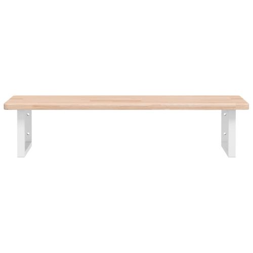 Стенен рафт за мивка, стомана и масивно дърво дъб