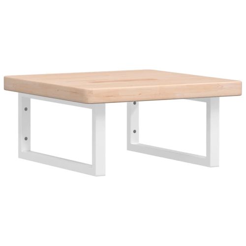 Стенен рафт за мивка, стомана и масивно дърво дъб