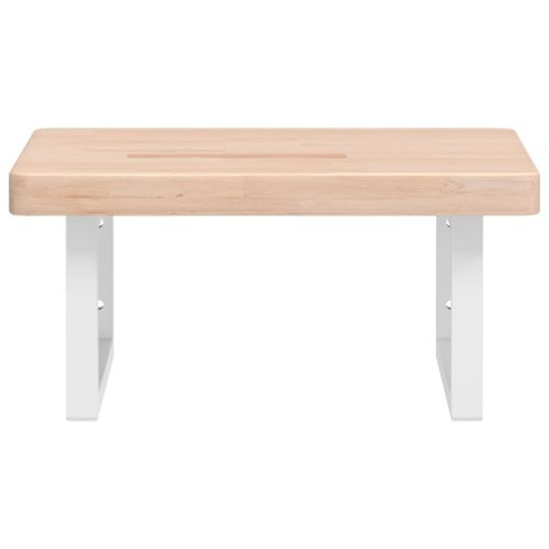 Стенен рафт за мивка, стомана и масивно дърво дъб