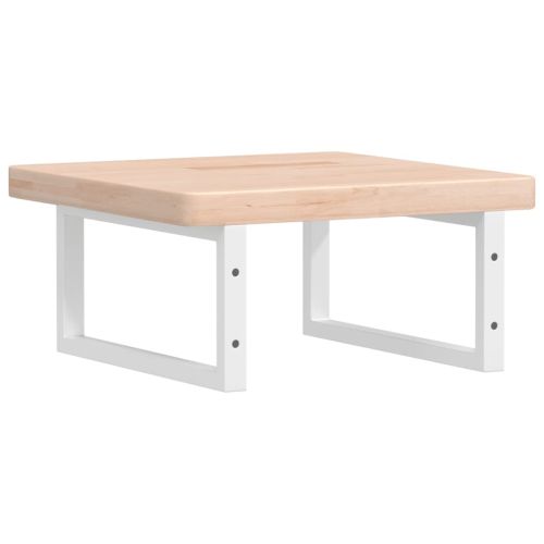 Стенен рафт за мивка, стомана и масивно дърво дъб