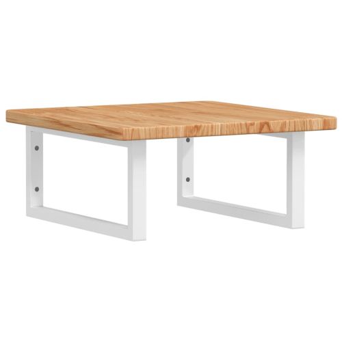 Стенен рафт за мивка, стомана и масивно дърво дъб