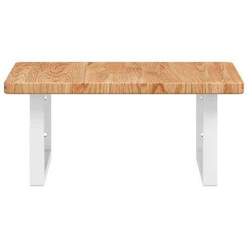 Стенен рафт за мивка, стомана и масивно дърво дъб