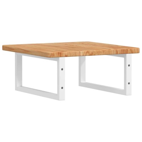 Стенен рафт за мивка, стомана и масивно дърво дъб