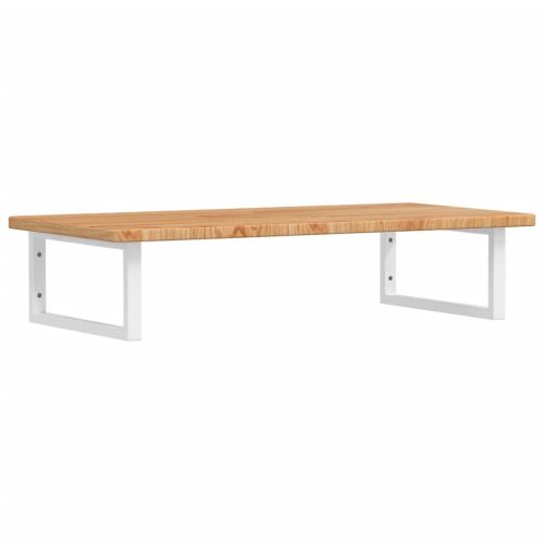 Стенен рафт за мивка, стомана и масивно дърво дъб